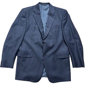 Coppley Bespoke Blazer Sport Coat Mens 44L Gray Striped Jacket 100% Wool